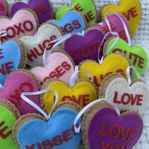 Valentine's Day/ felt heart ornaments/ home decor